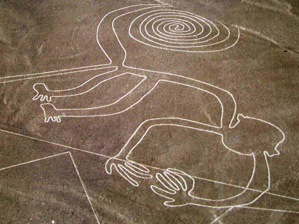 Opice je jedním z největších geoglyfů v pampě Nazca